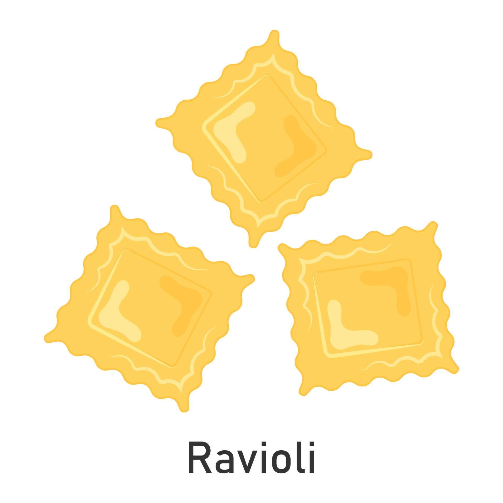 Ravioli pasta. Restaurant pasta. For menu design, packaging. Vector
