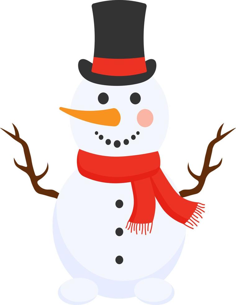 muñeco de nieve con sombrero y bufanda. ilustración vectorial vector
