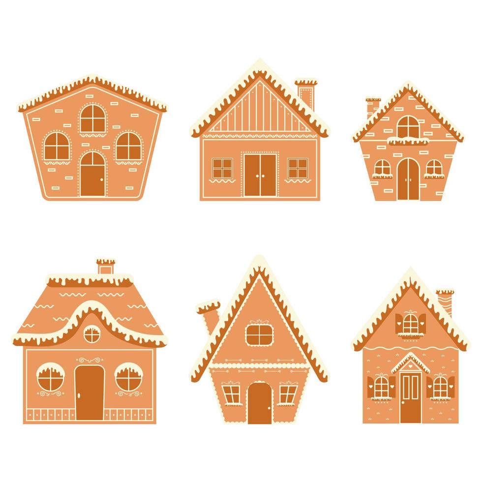 Christmas gingerbread houses. Vector illustration.