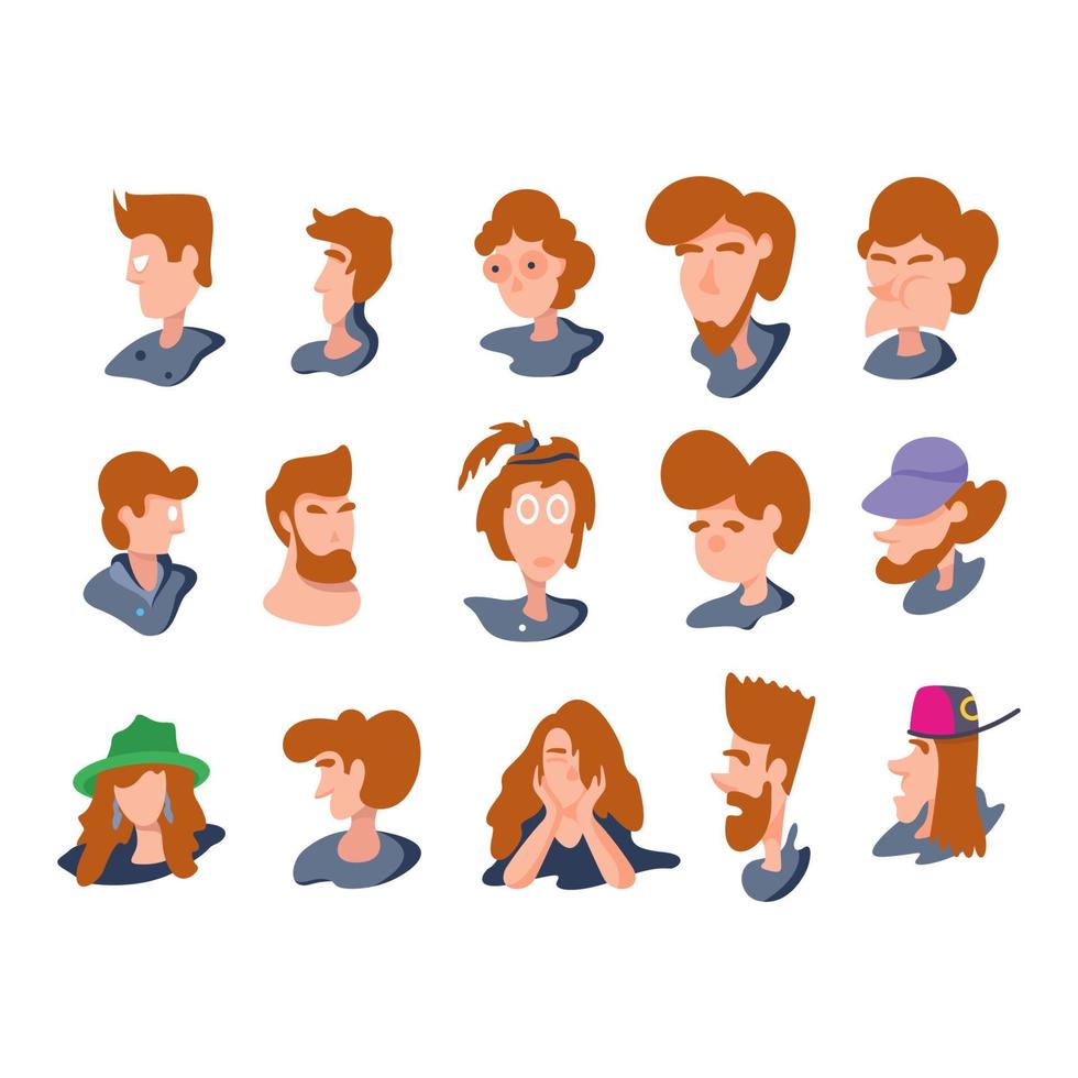 People's head characters are isolated on white. People head vector illustration. Head icon. Head symbol.