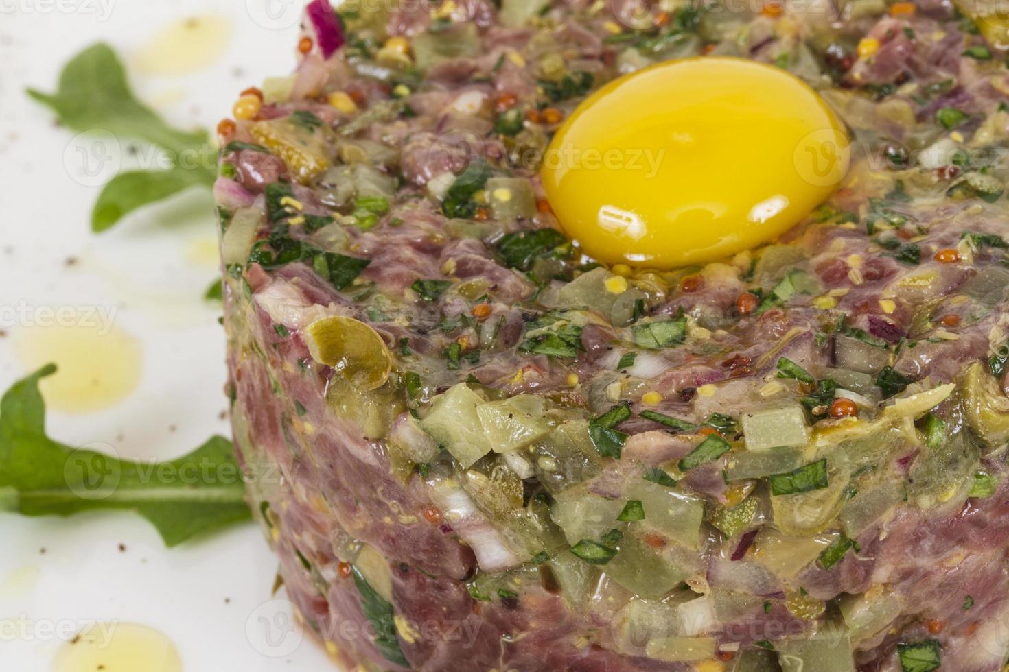 steak tartare with egg photo