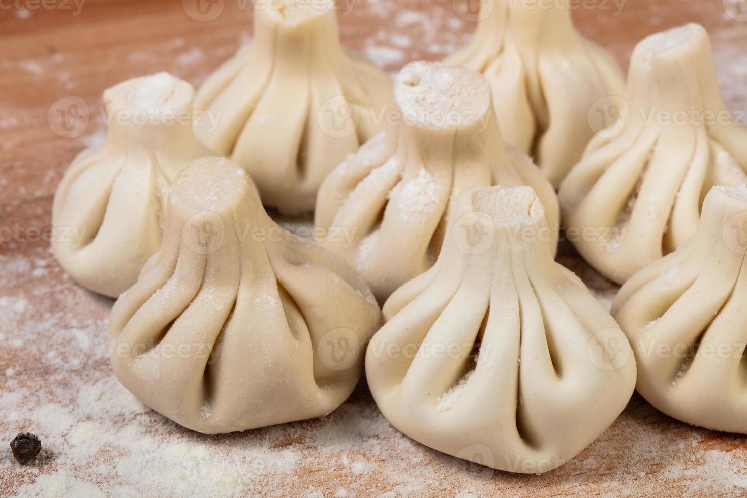 Georgian raw Khinkali photo