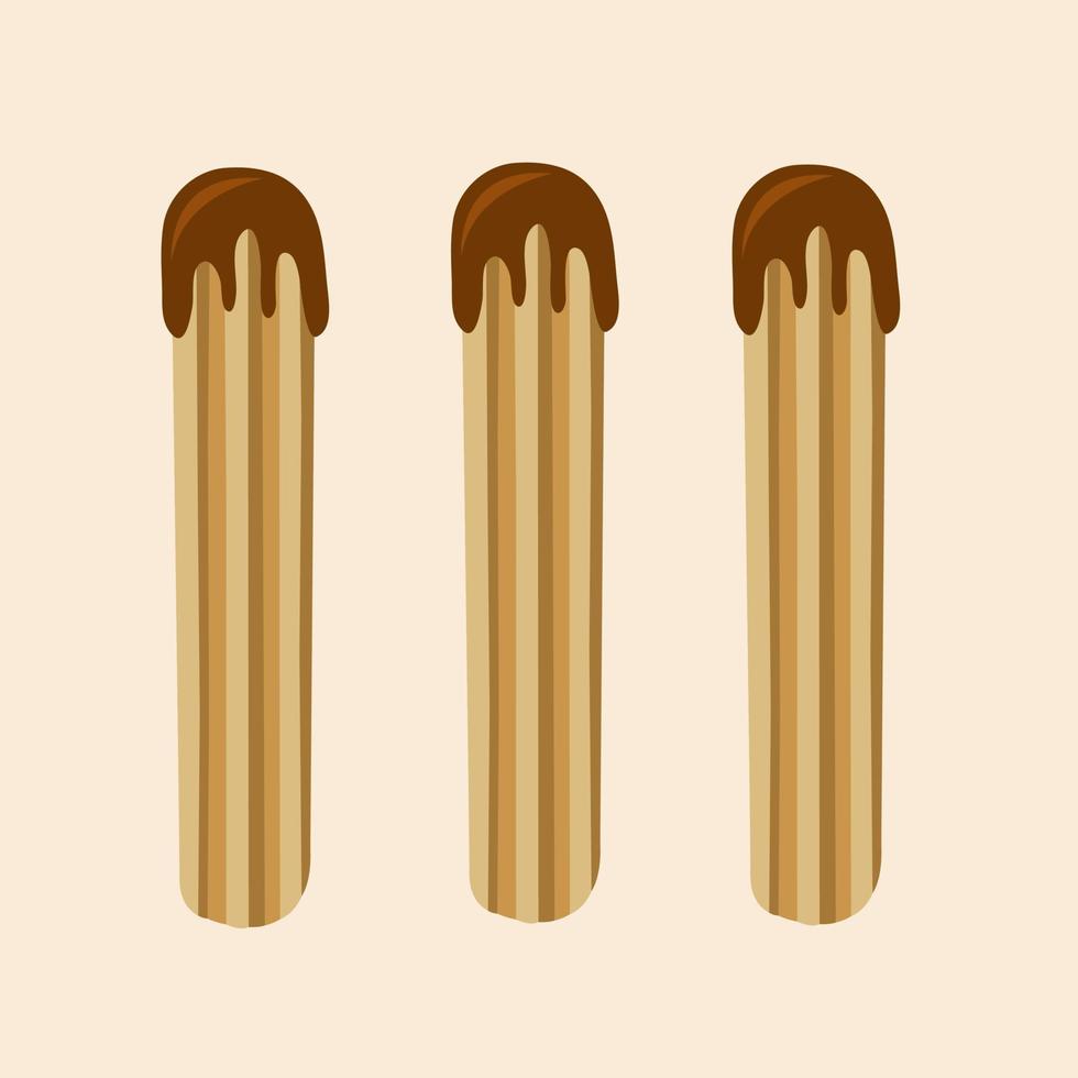 churros con ilustración de vector de salsa de chocolate para diseño gráfico y elemento decorativo