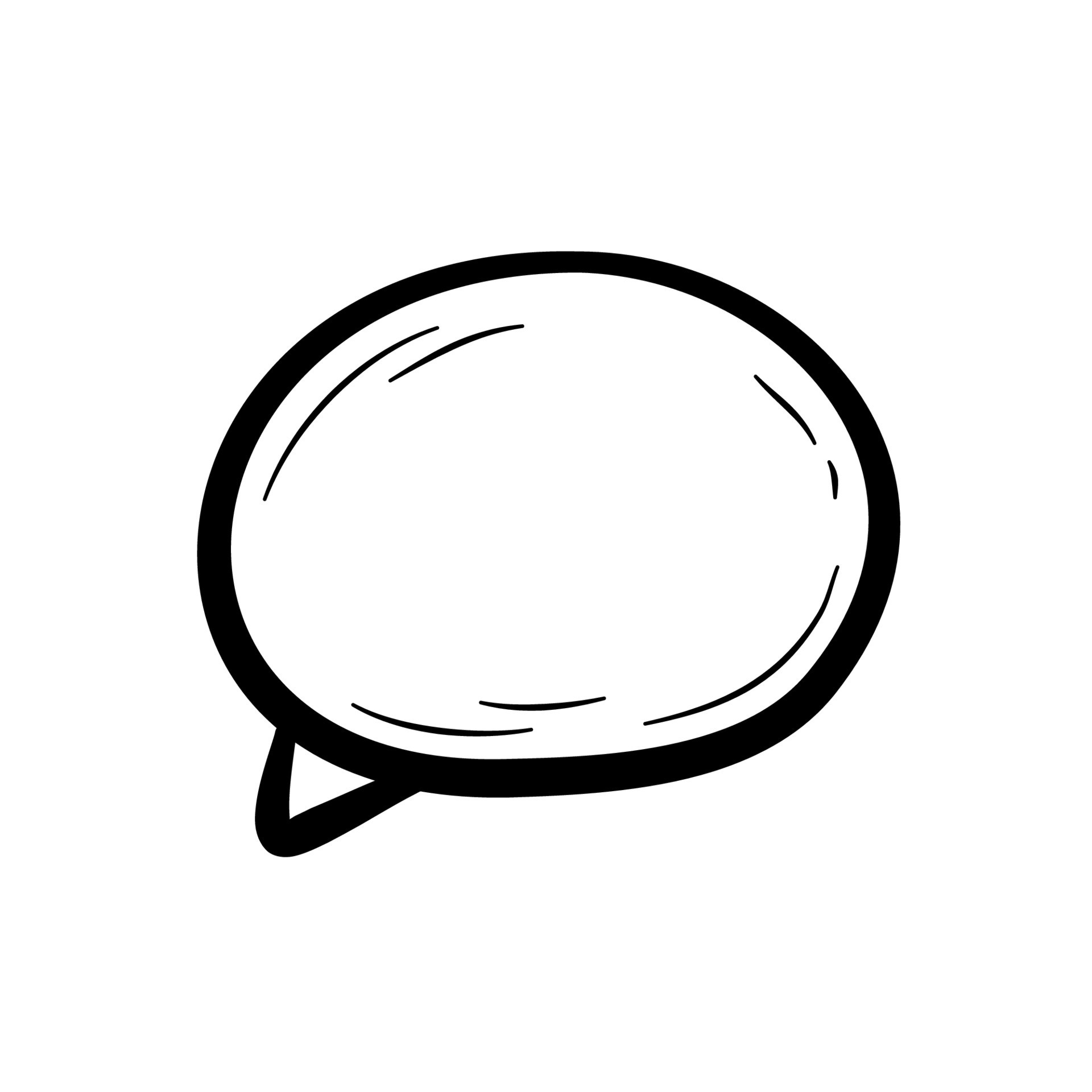Hand drawn oval shaped speech bubble. Message box, design element in