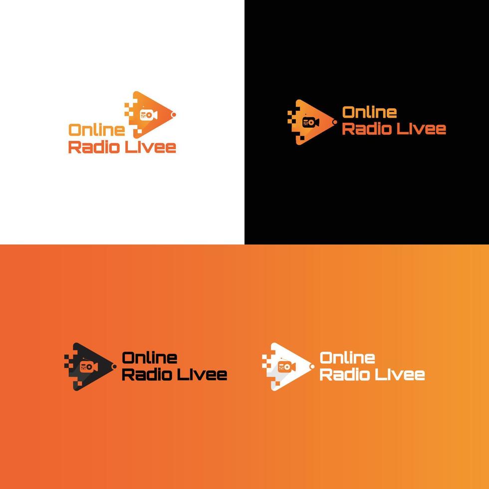 Online radio livee logo design vector