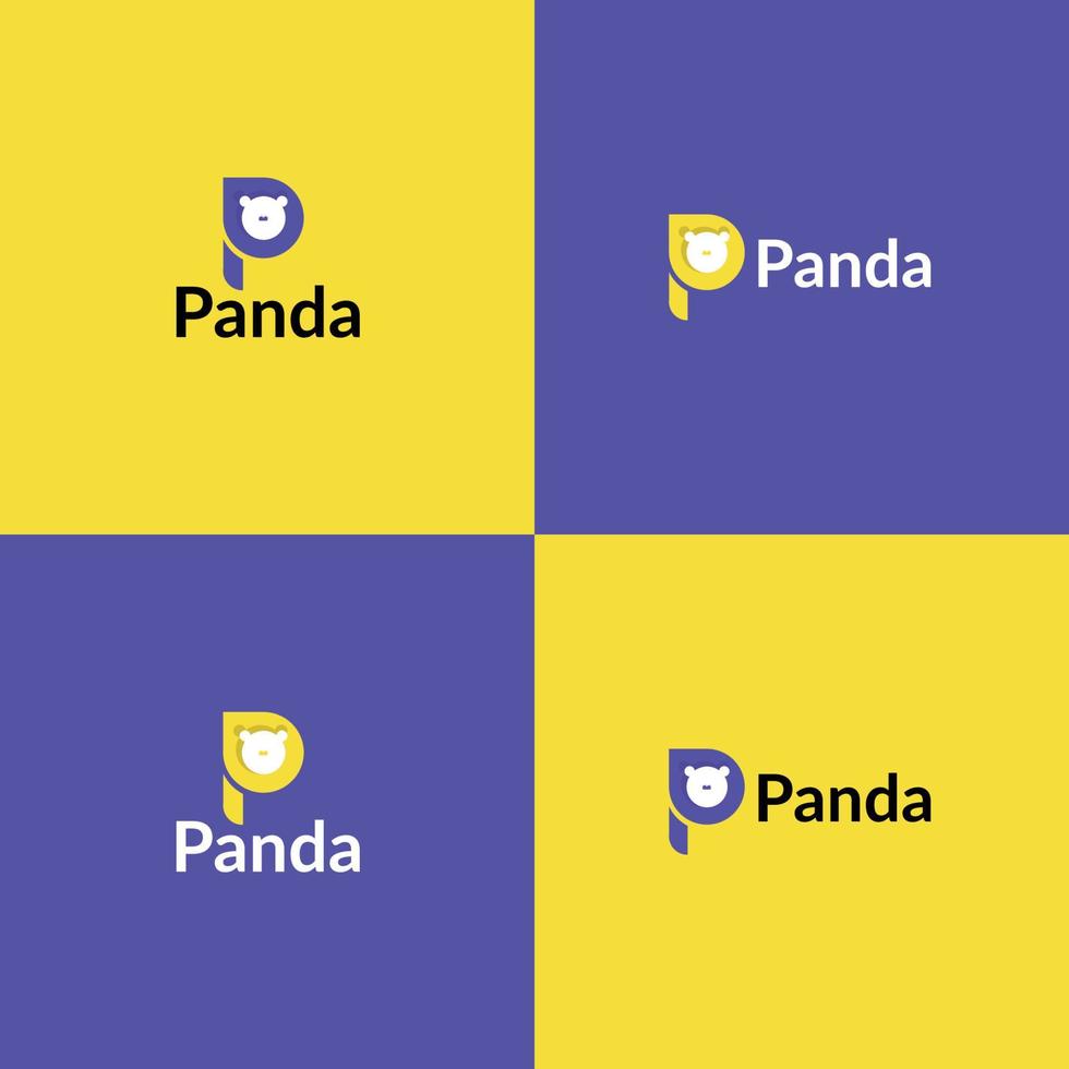 Panda logo - P letter logo vector