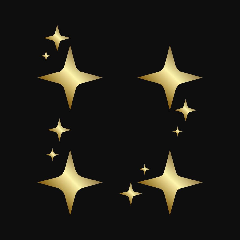 Four of gold Flat sparkling stars for celebraion design, premuim vector star winks in 4 set template, can be used in effect template design