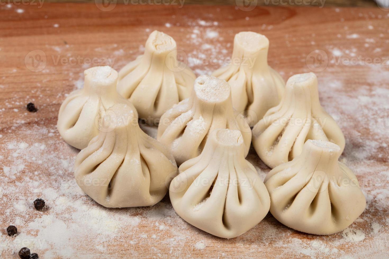 Georgian raw Khinkali photo