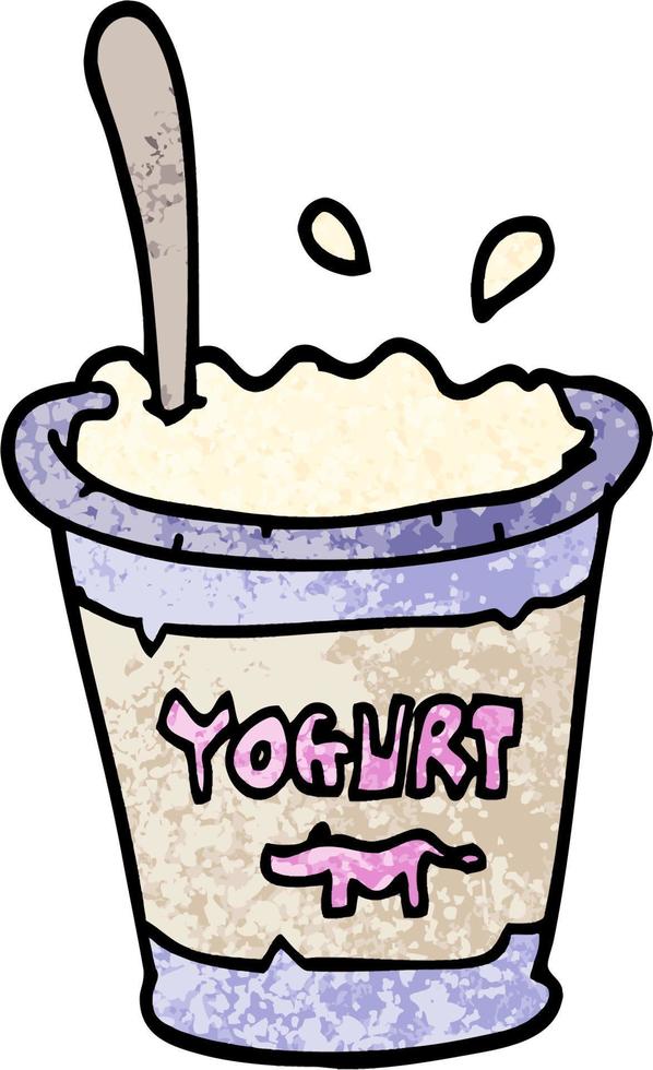 grunge textured illustration cartoon yogurt vector