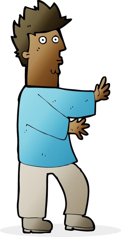 cartoon nervous man waving vector