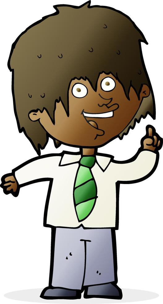 cartoon school boy with idea vector