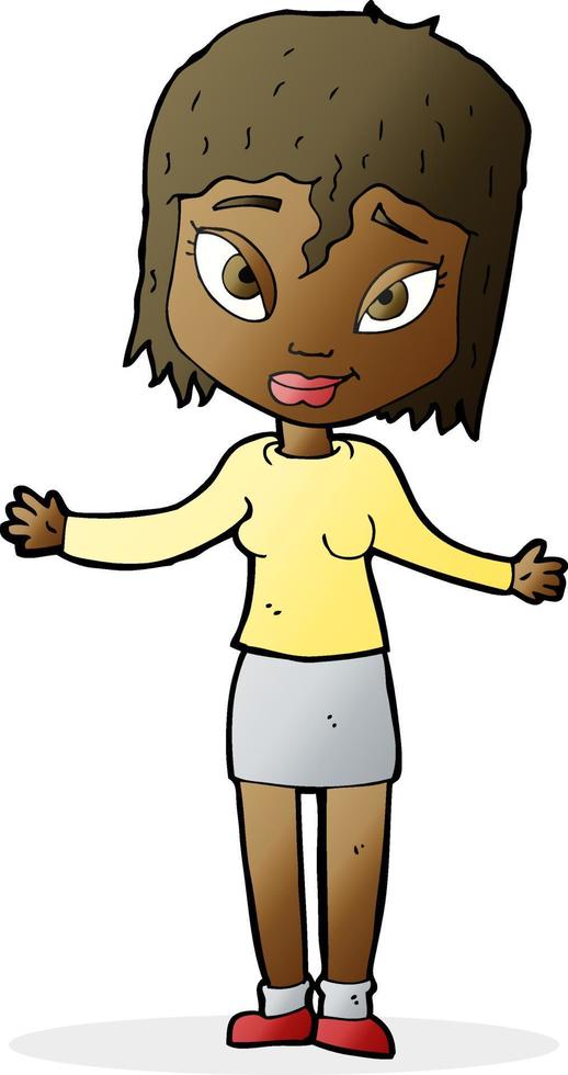 cartoon woman shrugging shoulders vector