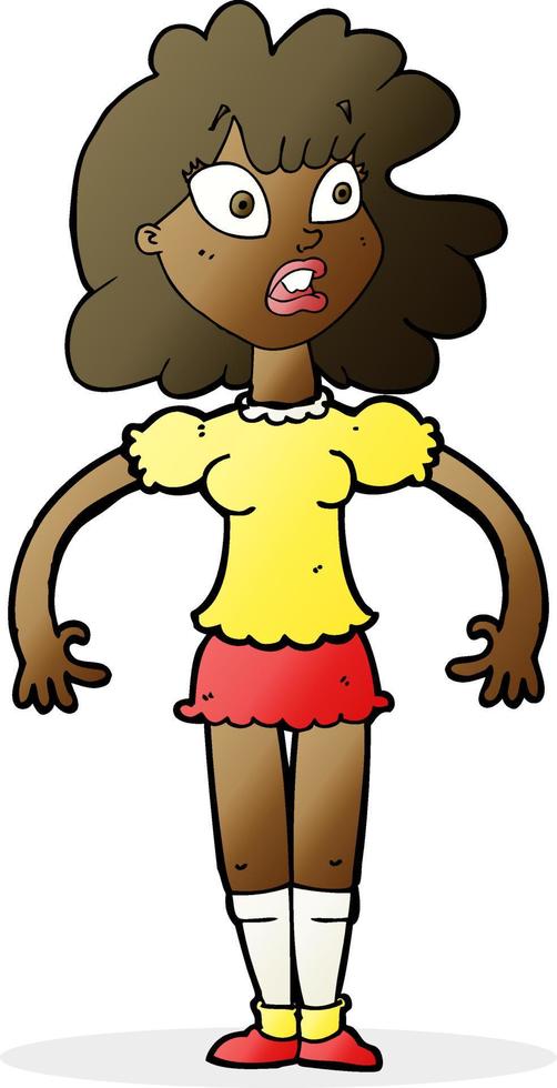 cartoon pretty girl with shocked expression vector