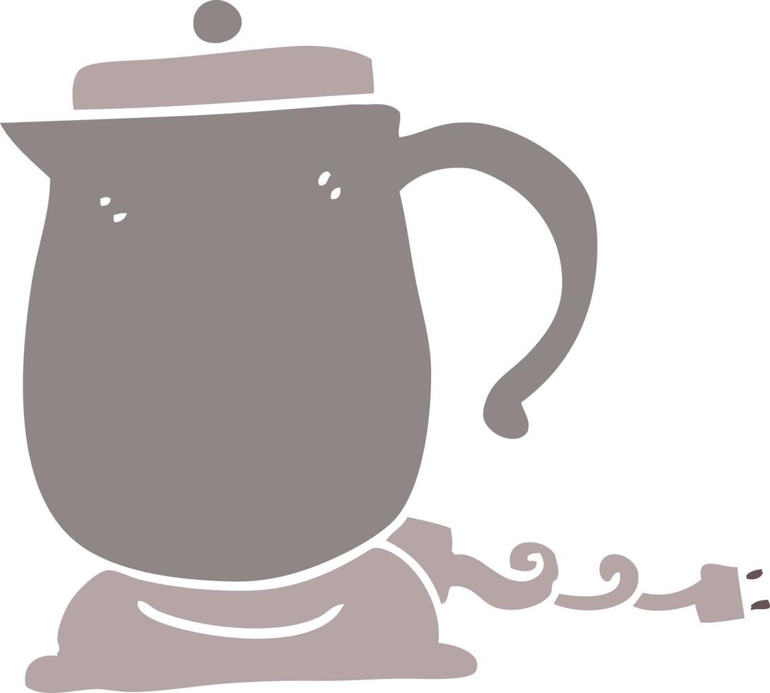 flat color illustration cartoon kettle vector