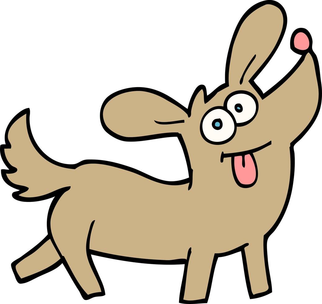 hand drawn doodle style cartoon happy dog vector