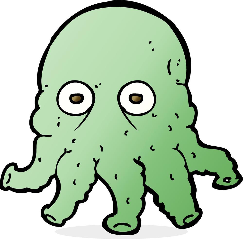 cartoon alien squid face vector