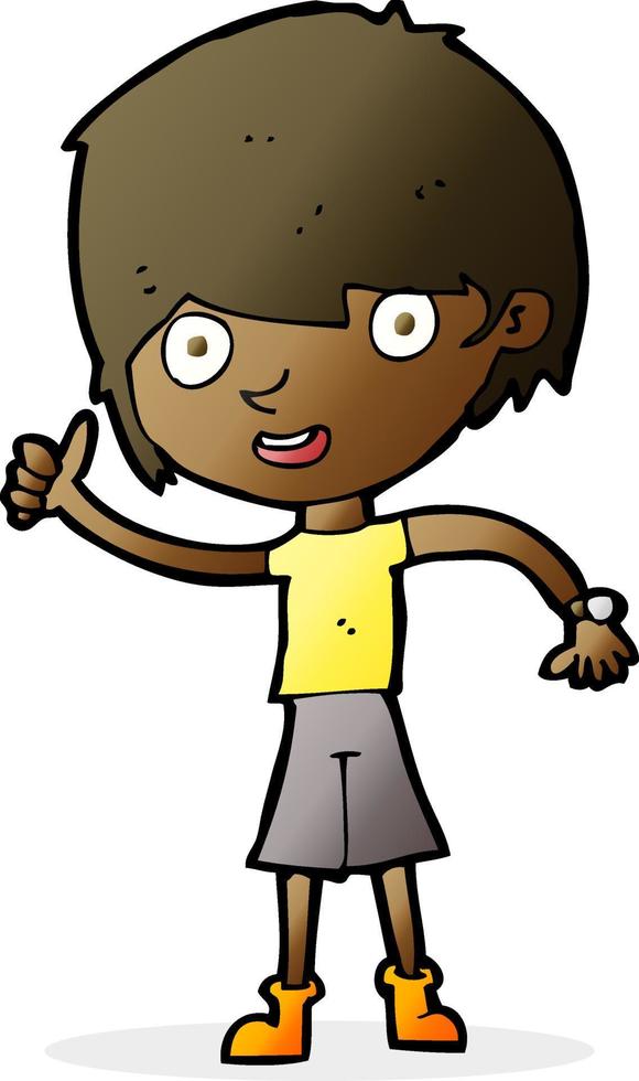 cartoon boy with positive attitude vector