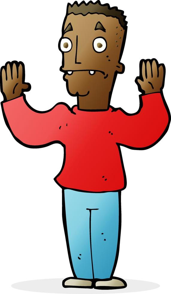 cartoon man surrendering vector