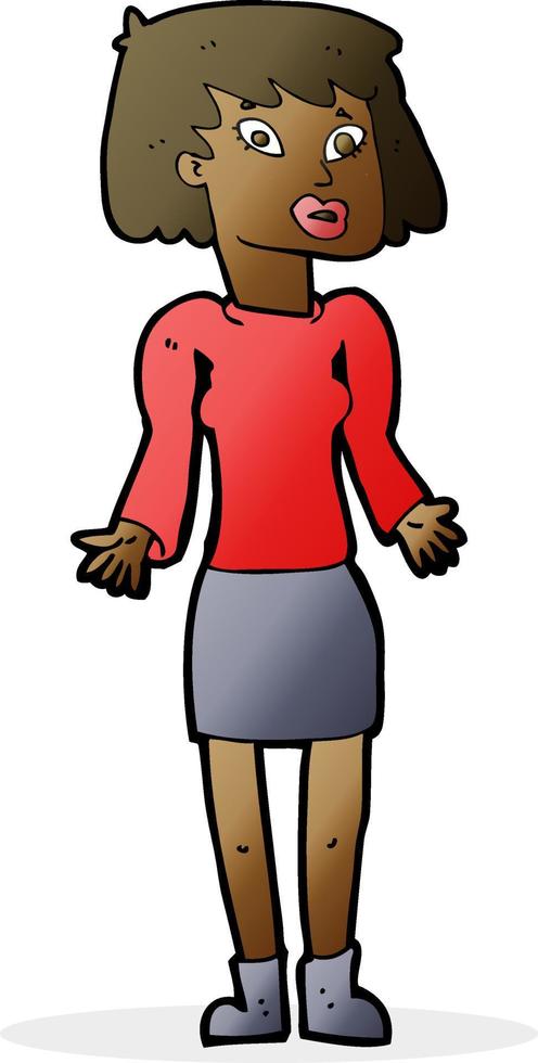 cartoon woman shrugging shoulders vector