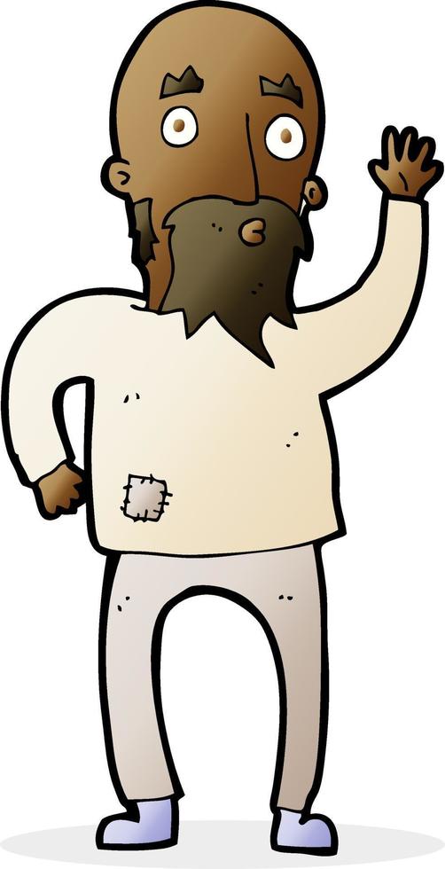 cartoon bearded man waving vector