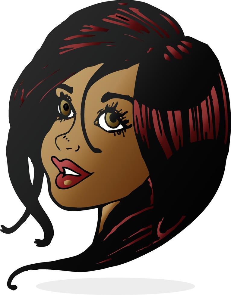 cartoon pretty female face vector