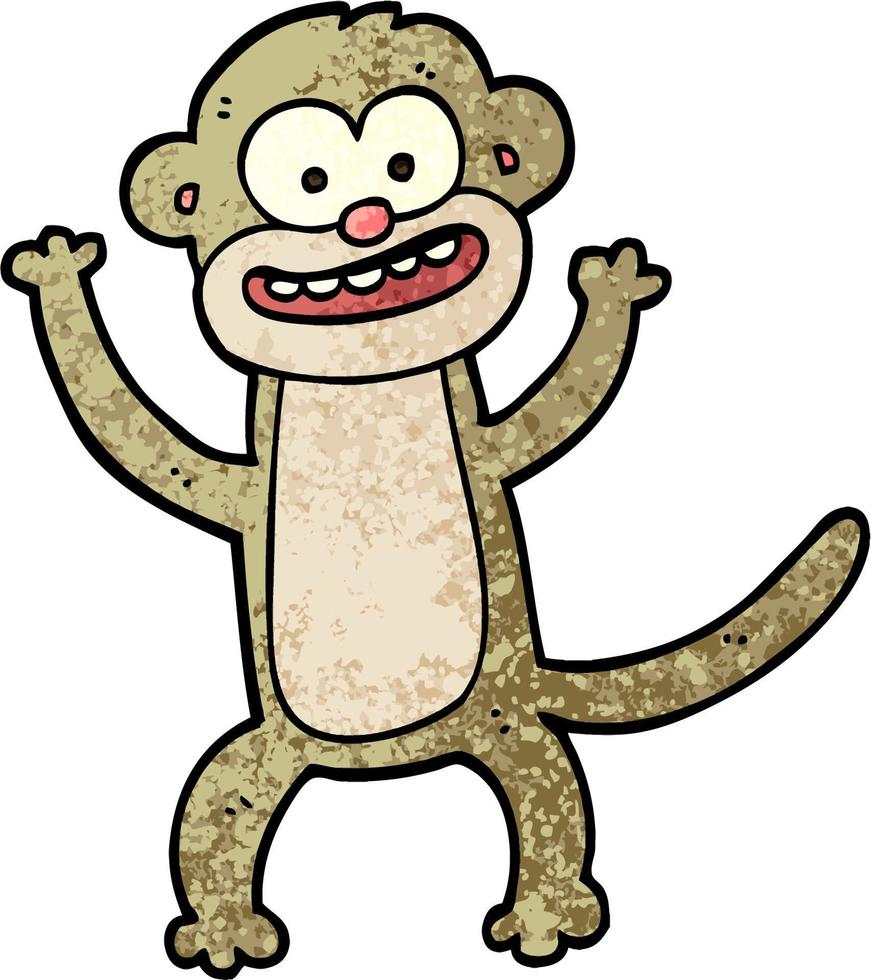 grunge textured illustration cartoon monkey vector