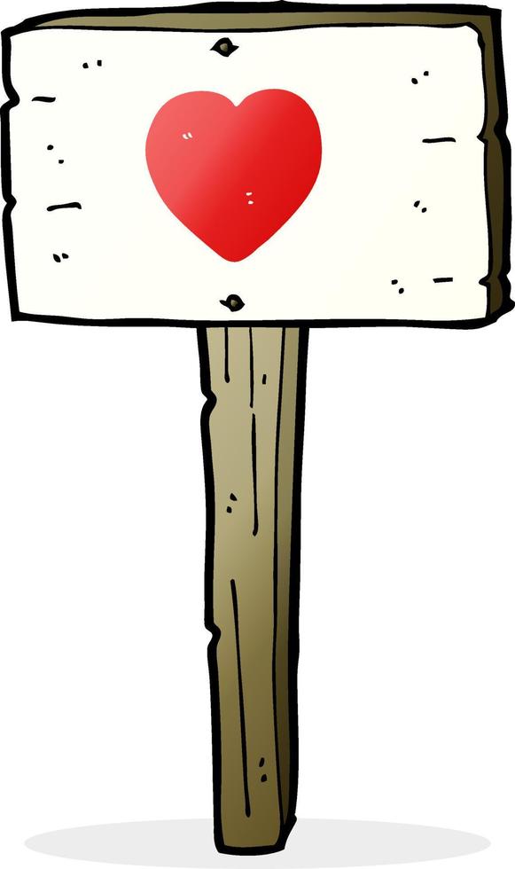 poste de señal de corazón de amor de dibujos animados vector