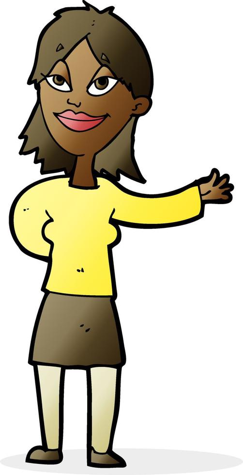 cartoon woman gesturing to show something vector