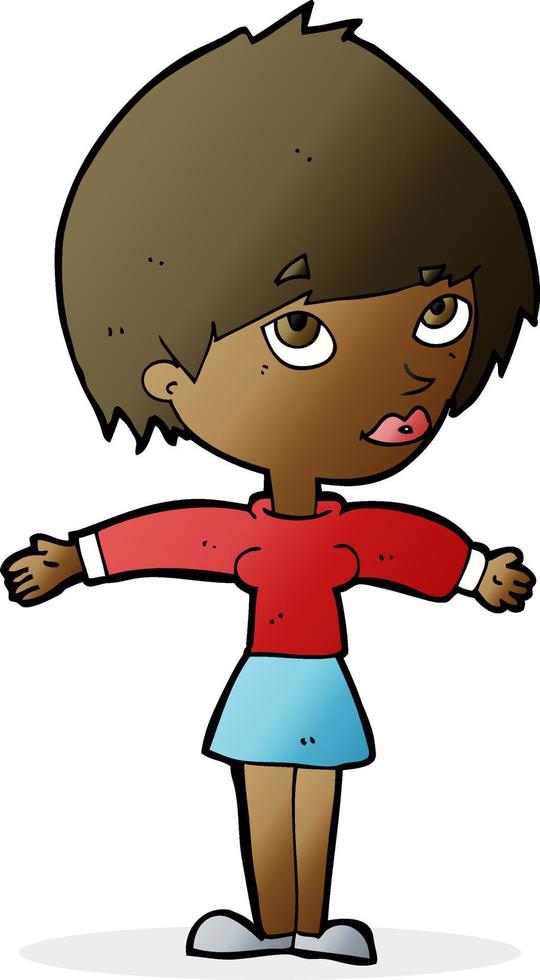 cartoon woman with open arms vector