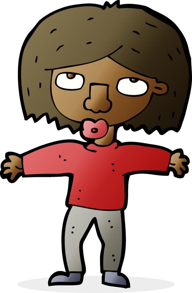 cartoon girl looking upwards vector