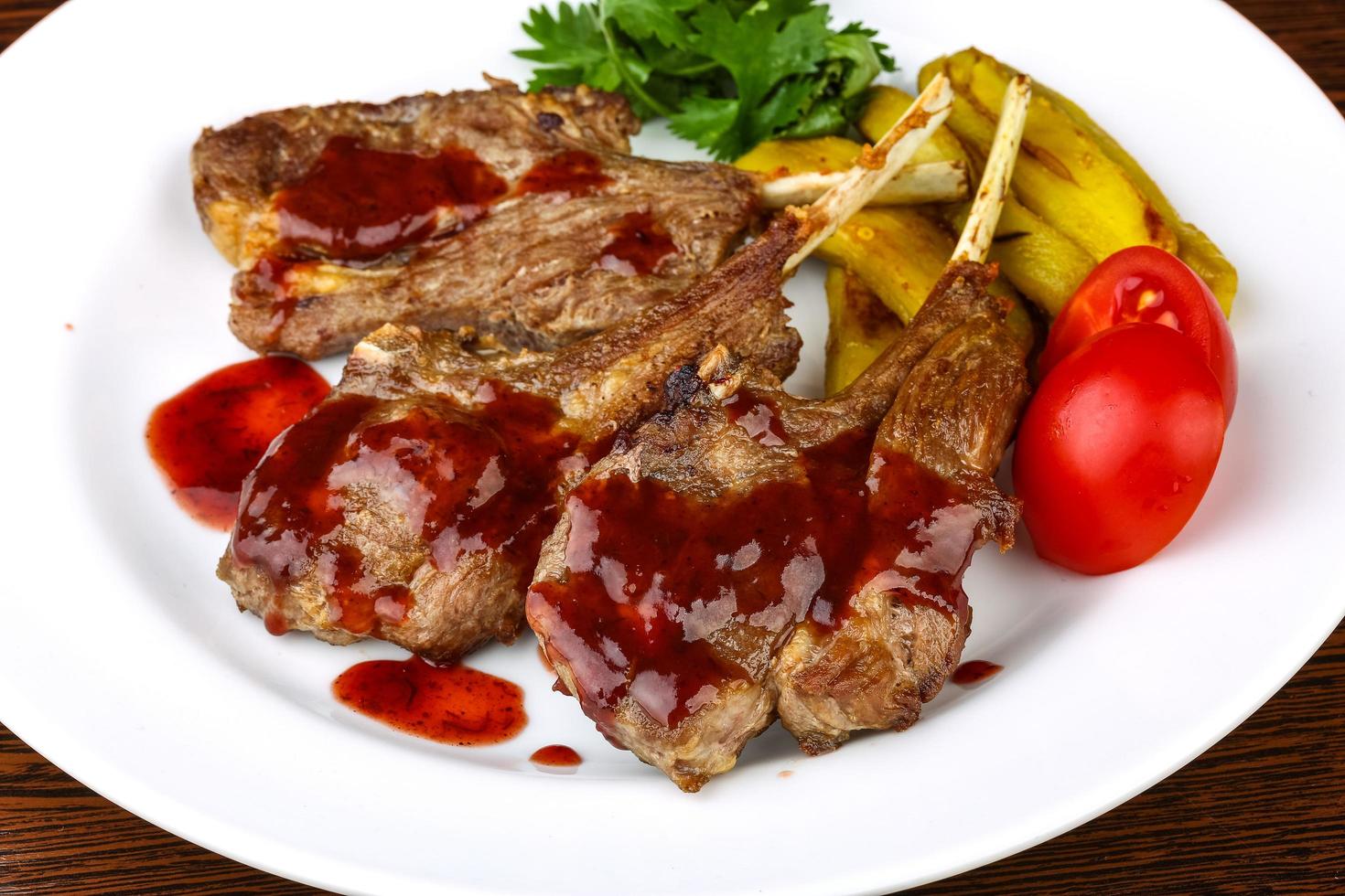 Grilled lamb chops photo