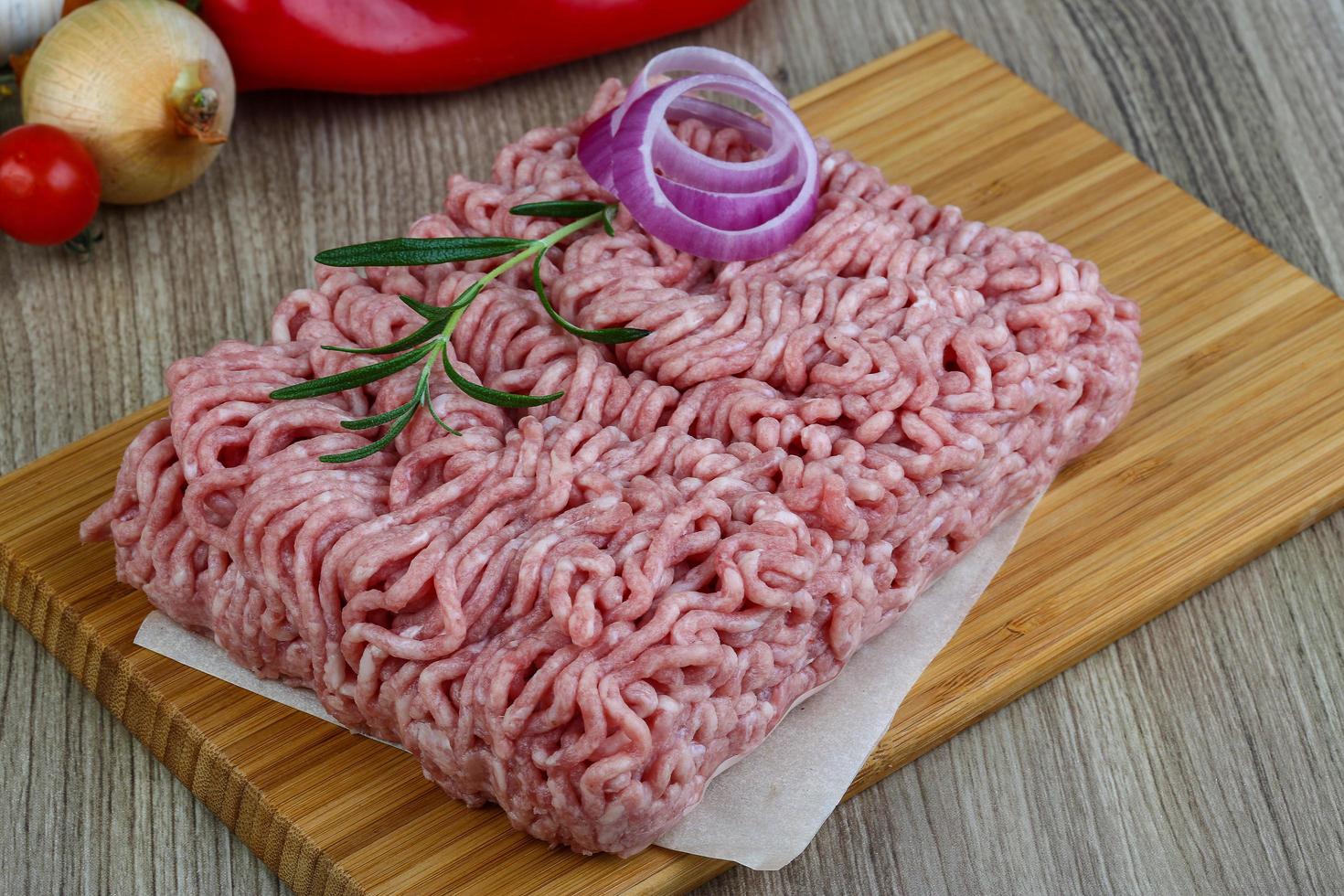 Raw minced pork meat photo
