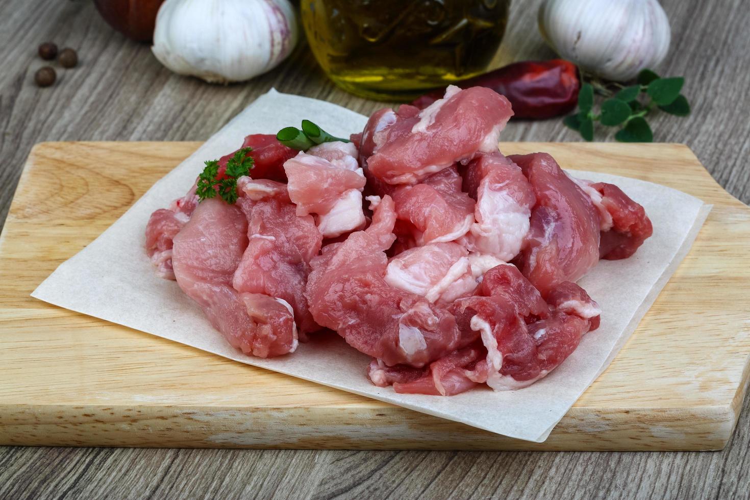 Diced pork meat photo