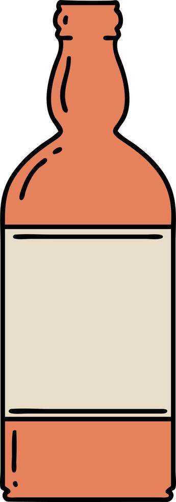 traditional tattoo of a bottle vector