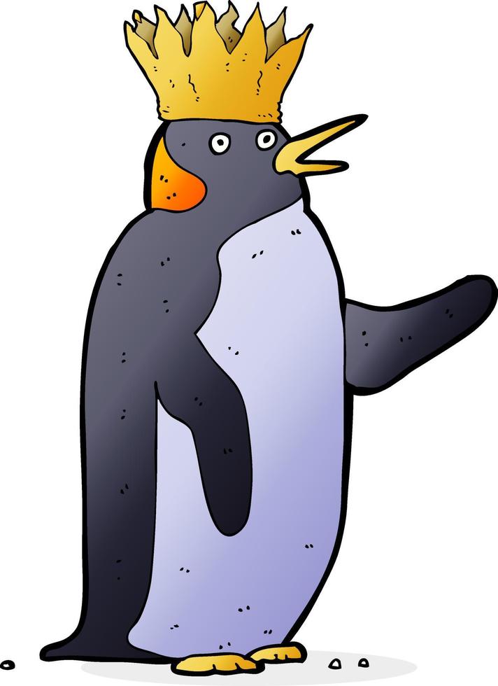 cartoon emperor penguin waving vector