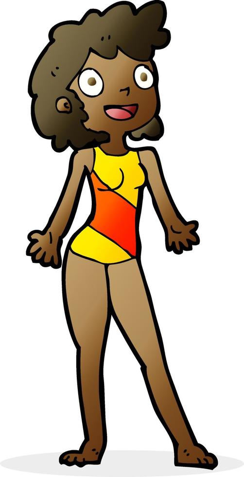 cartoon woman in swimming costume vector