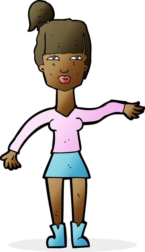 cartoon woman making dismissive gesture vector