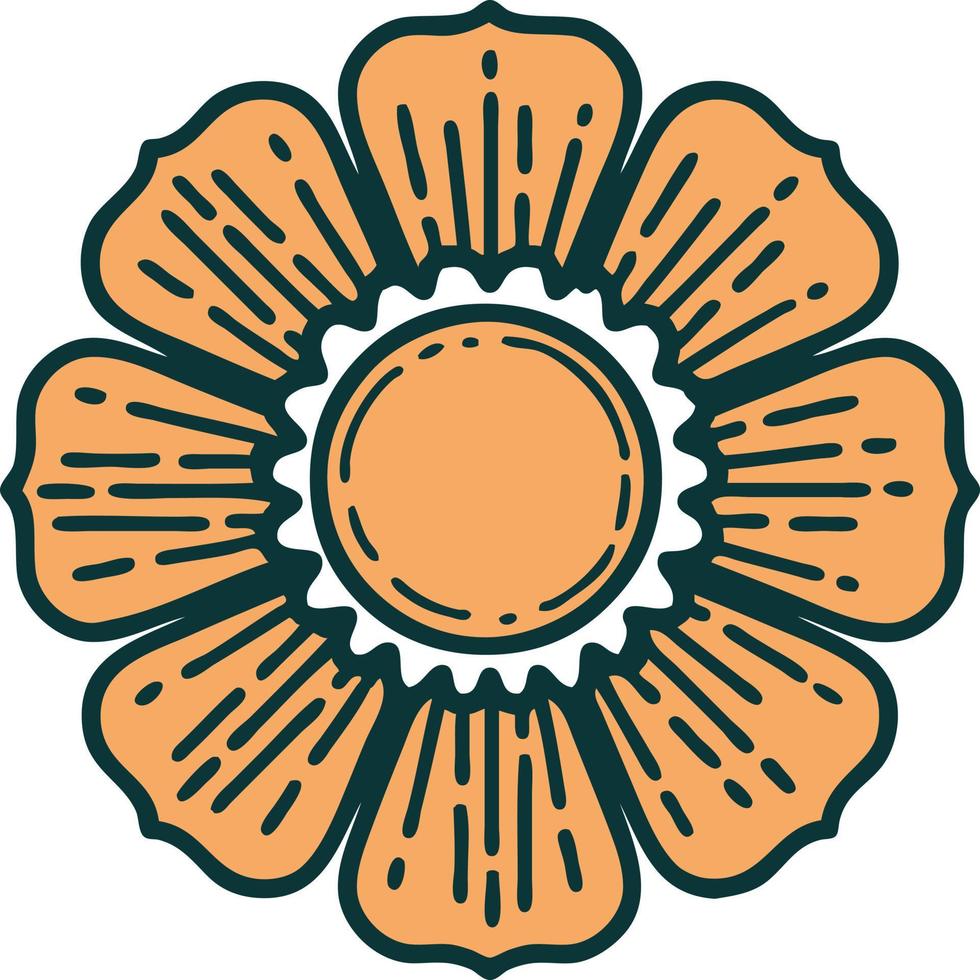 tattoo style icon of a flower vector