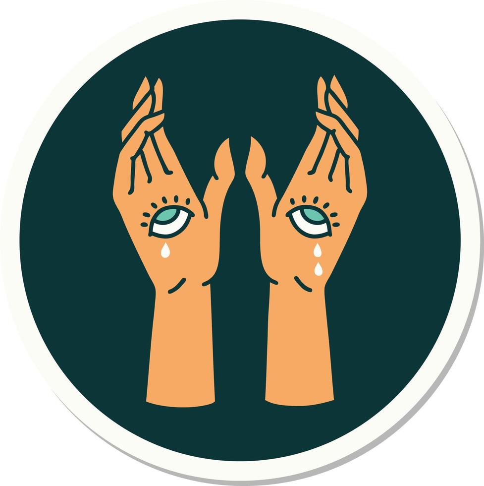tattoo style sticker of mystic hands vector