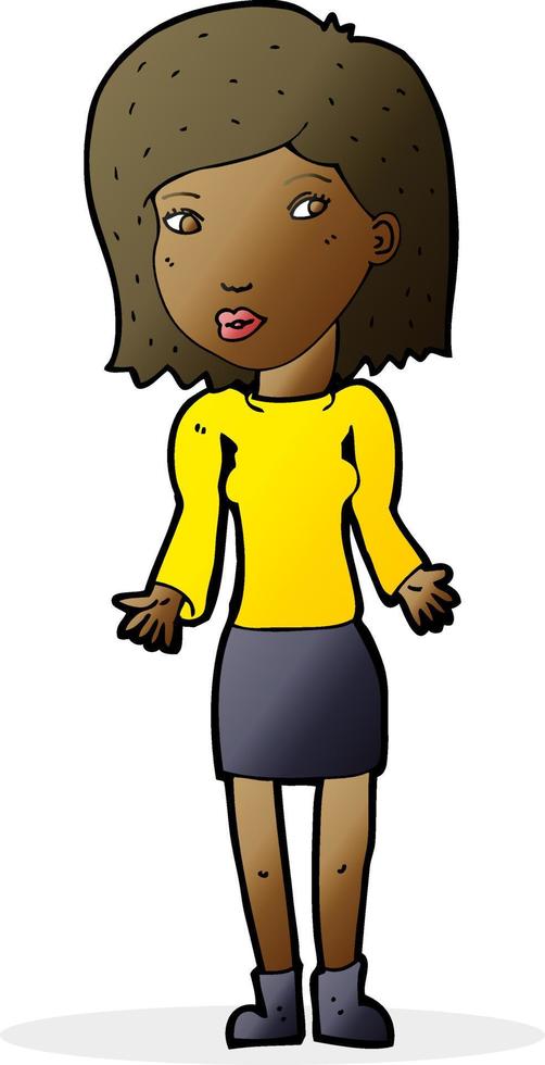 cartoon woman shrugging shoulders vector