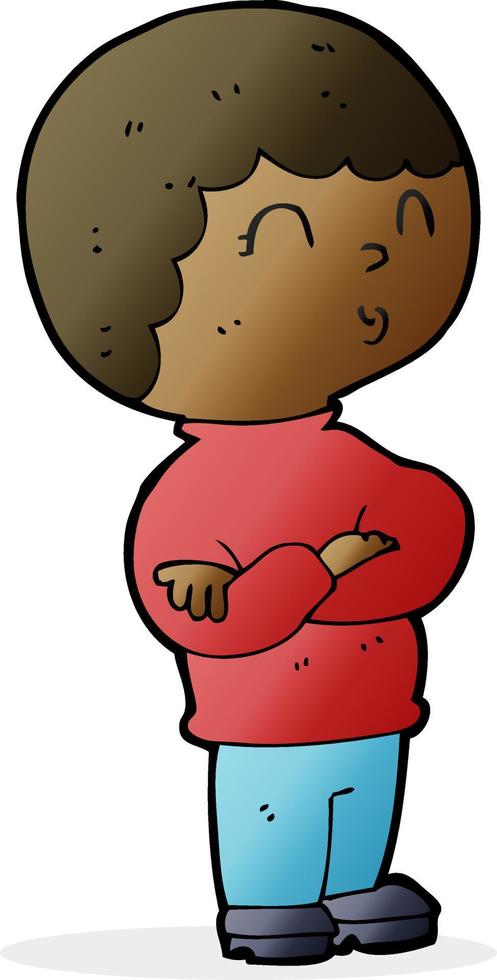 cartoon boy with folded arms vector