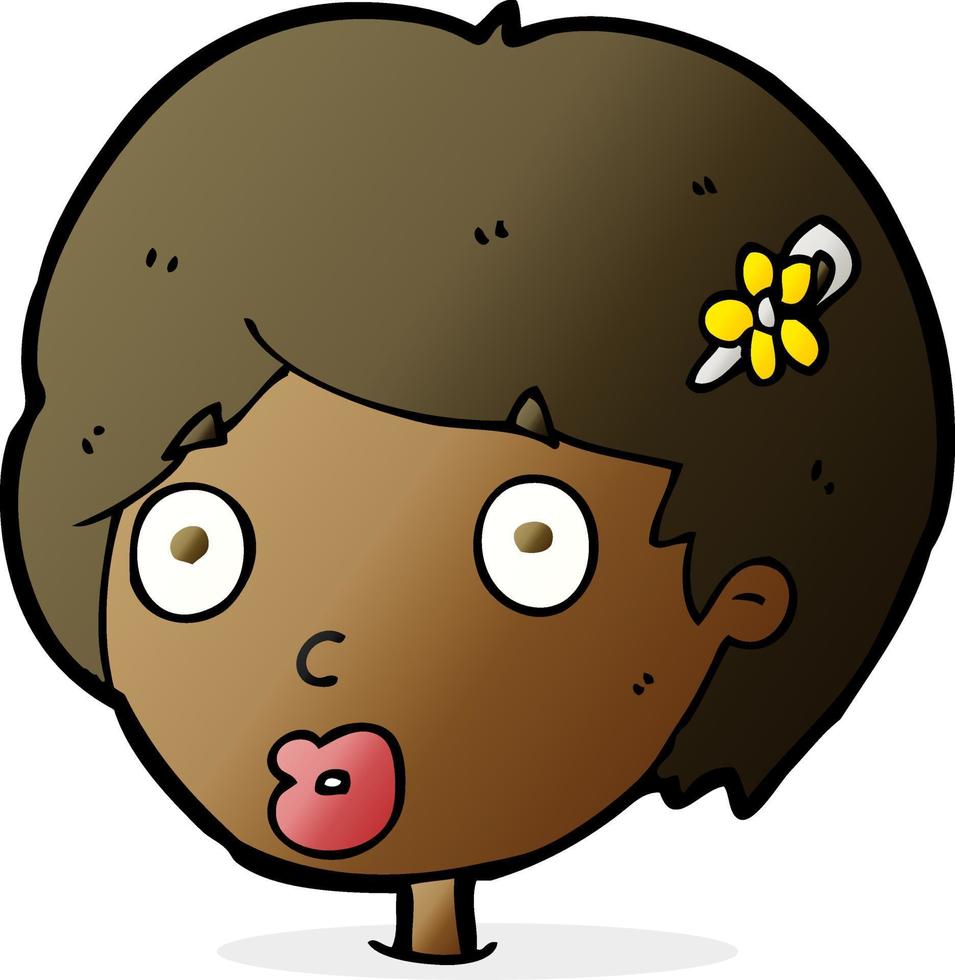 cartoon surprised female face vector