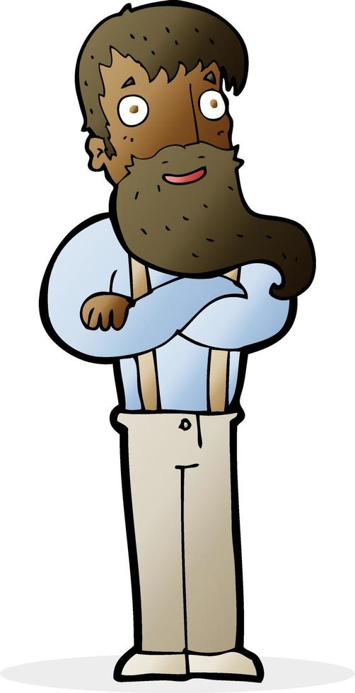 cartoon bearded hipster man vector