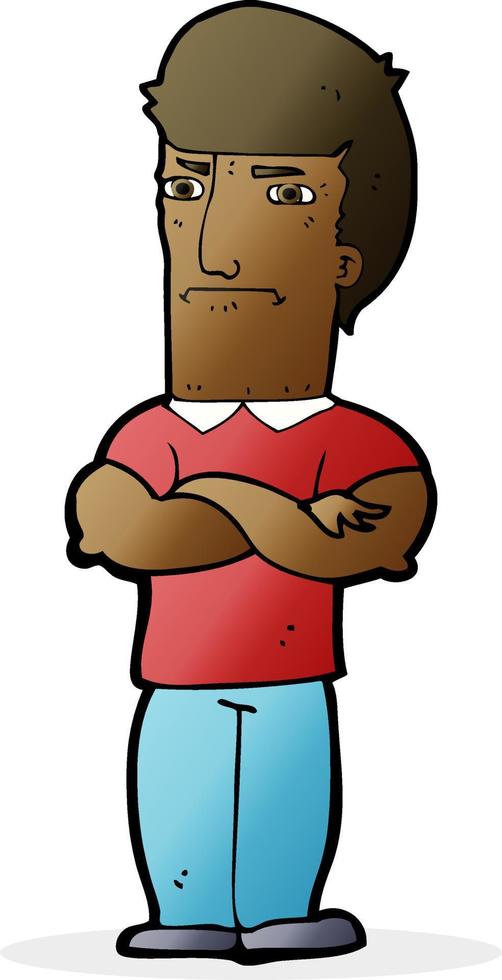 cartoon annoyed man with folded arms vector