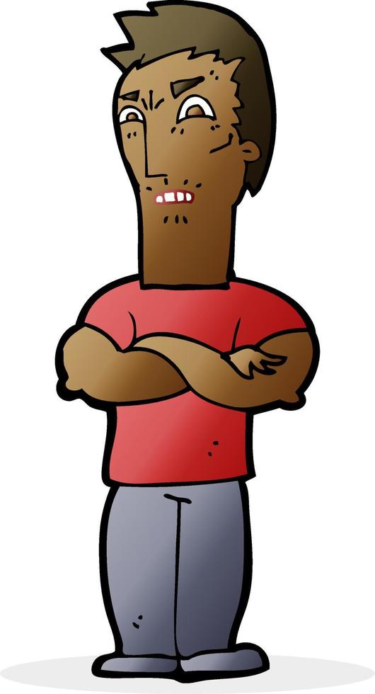 cartoon annoyed man with folded arms vector