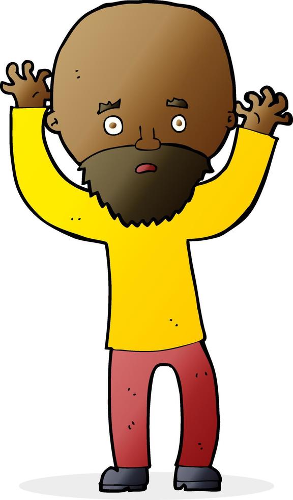 cartoon bearded man panicking vector