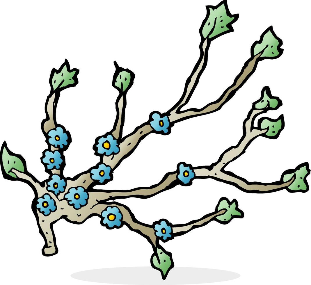 cartoon flowering branch vector