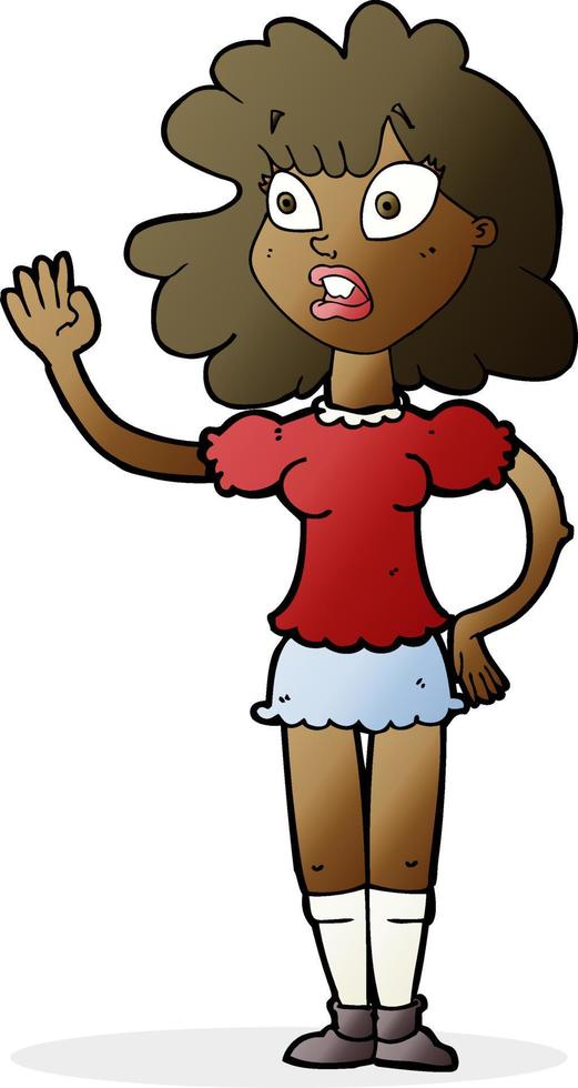 cartoon worried woman waving vector