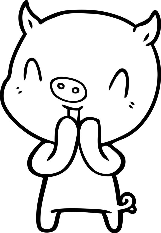 happy cartoon pig vector