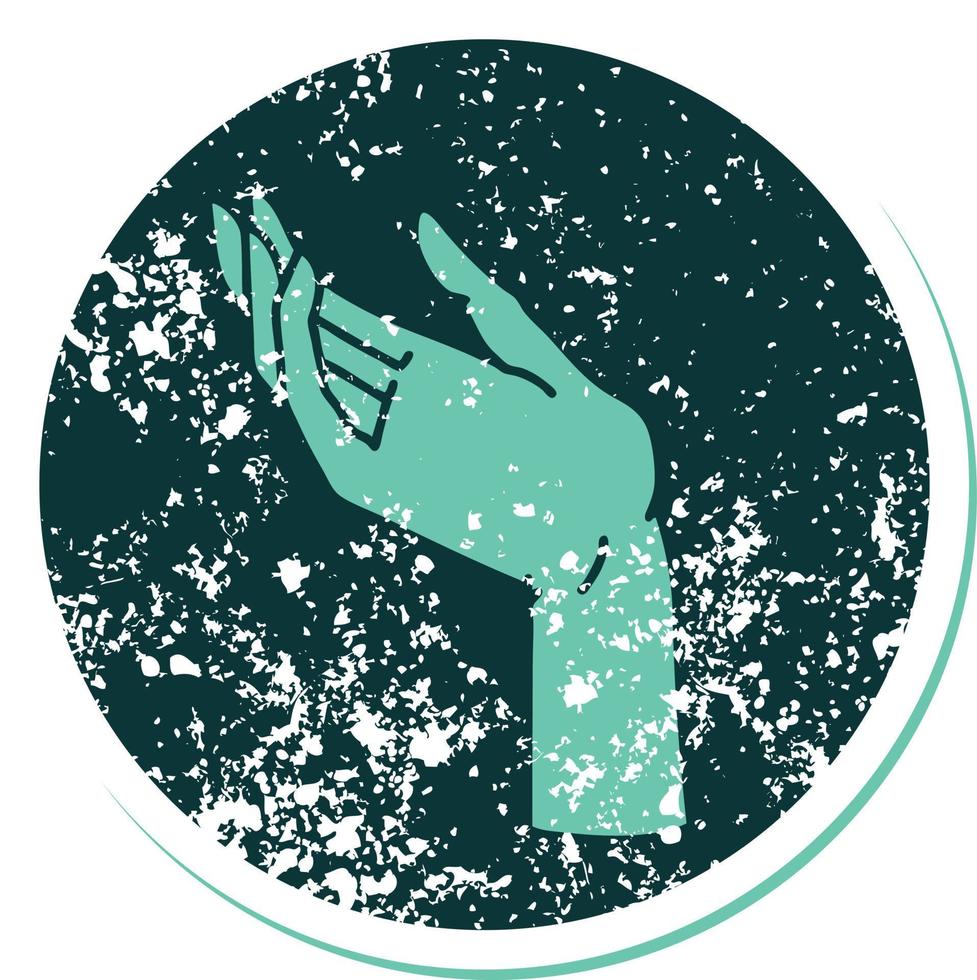 iconic distressed sticker tattoo style image of a hand vector